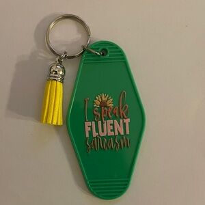 Green Key Holder with Yellow Tassel
